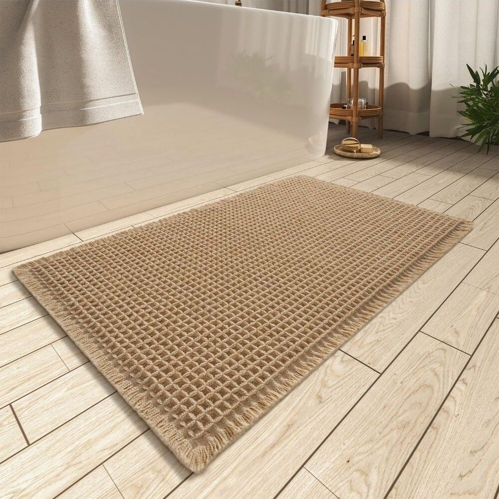 Waffle Bathroom Mat Brown 24"x 48"